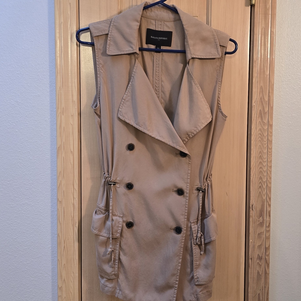BANANA REPUBLIC FACTORY Trench Vest Small Tan Women's